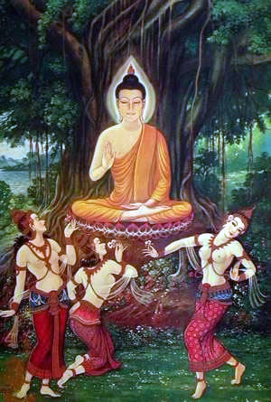 The daughters of Mara tempt Buddha